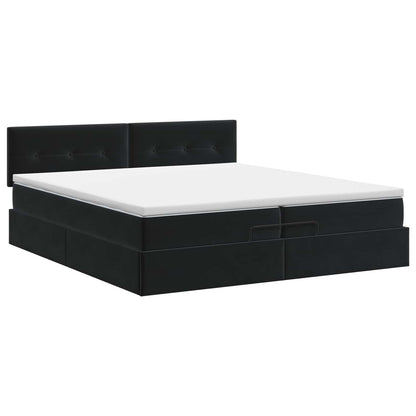 Letto ottomano con materasso Nero 200 x 200 cm Velluto | homemem39