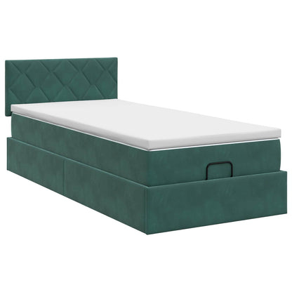 Letto ottomano con materasso Verde Scuro 80 x 200 cm Velluto | homemem39