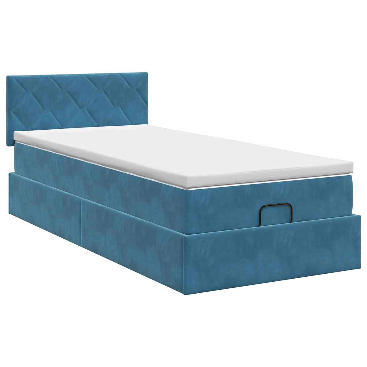 Letto ottomano con materasso Blu Scuro 90 x 200 cm Velluto | homemem39