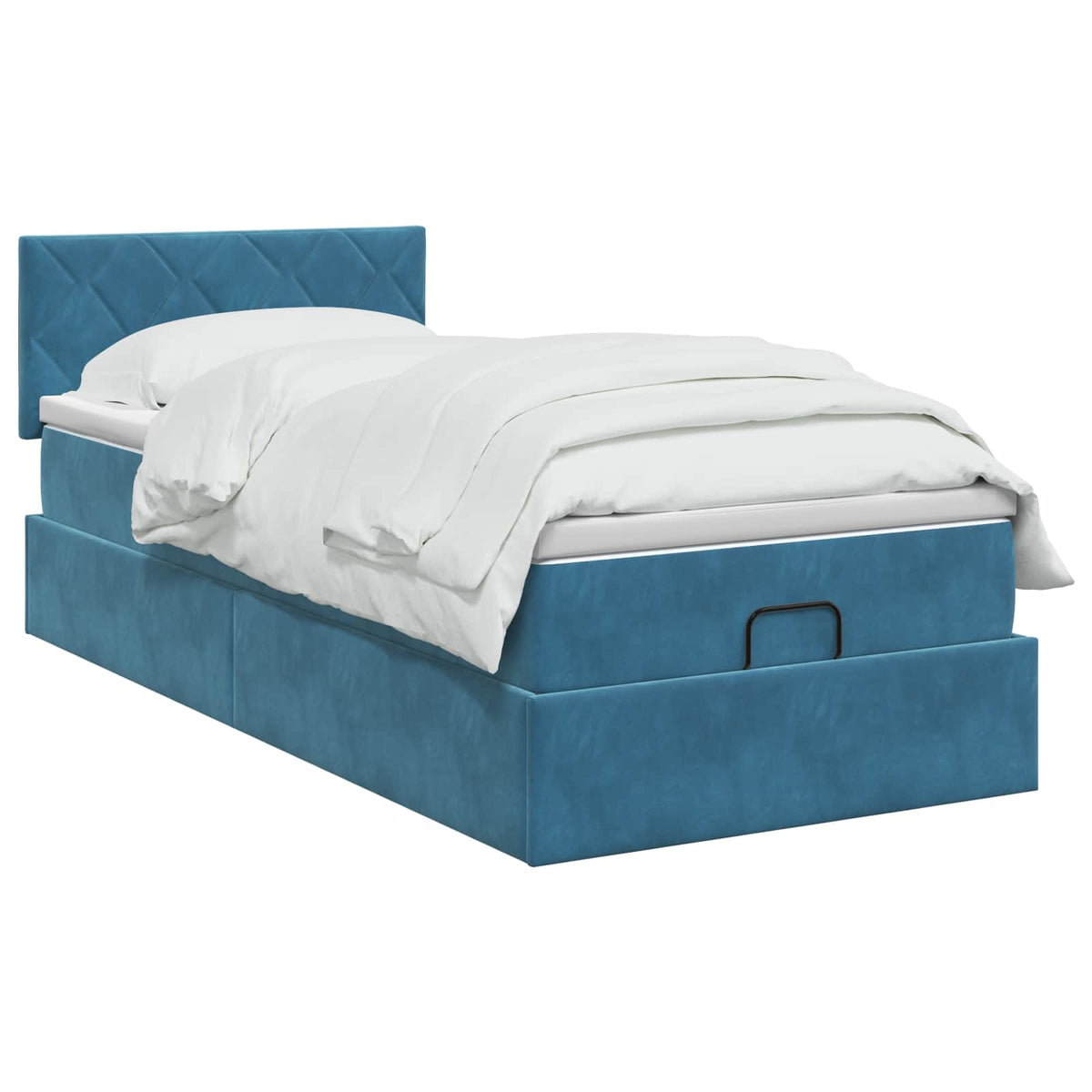 Letto ottomano con materasso Blu Scuro 90 x 200 cm Velluto