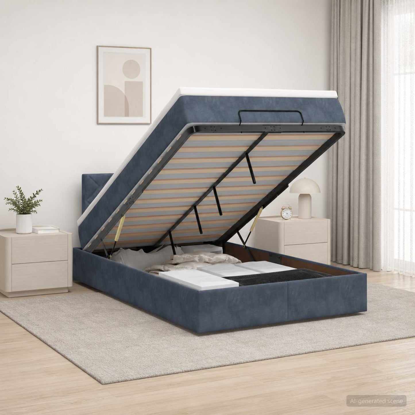 Letto Ottomano con Materasso e LED Grigio Scuro 120 x 200 cm