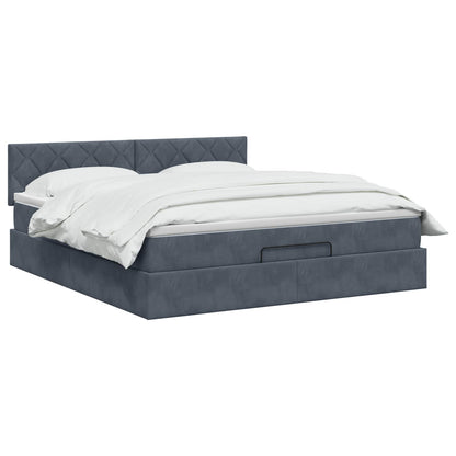Letto ottomano con materasso Grigio Scuro 140 x 190 cm Velluto | homemem39