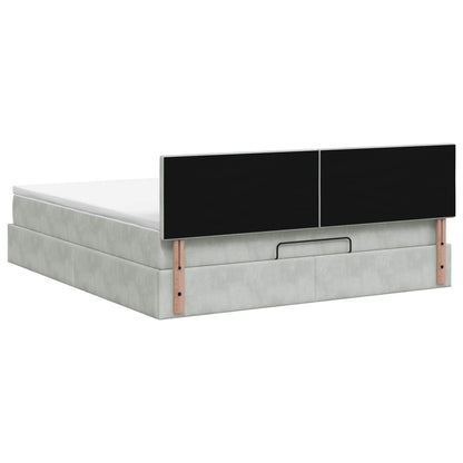 Letto ottomano con materasso Grigio Chiaro 180 x 200 cm Velluto | homemem39