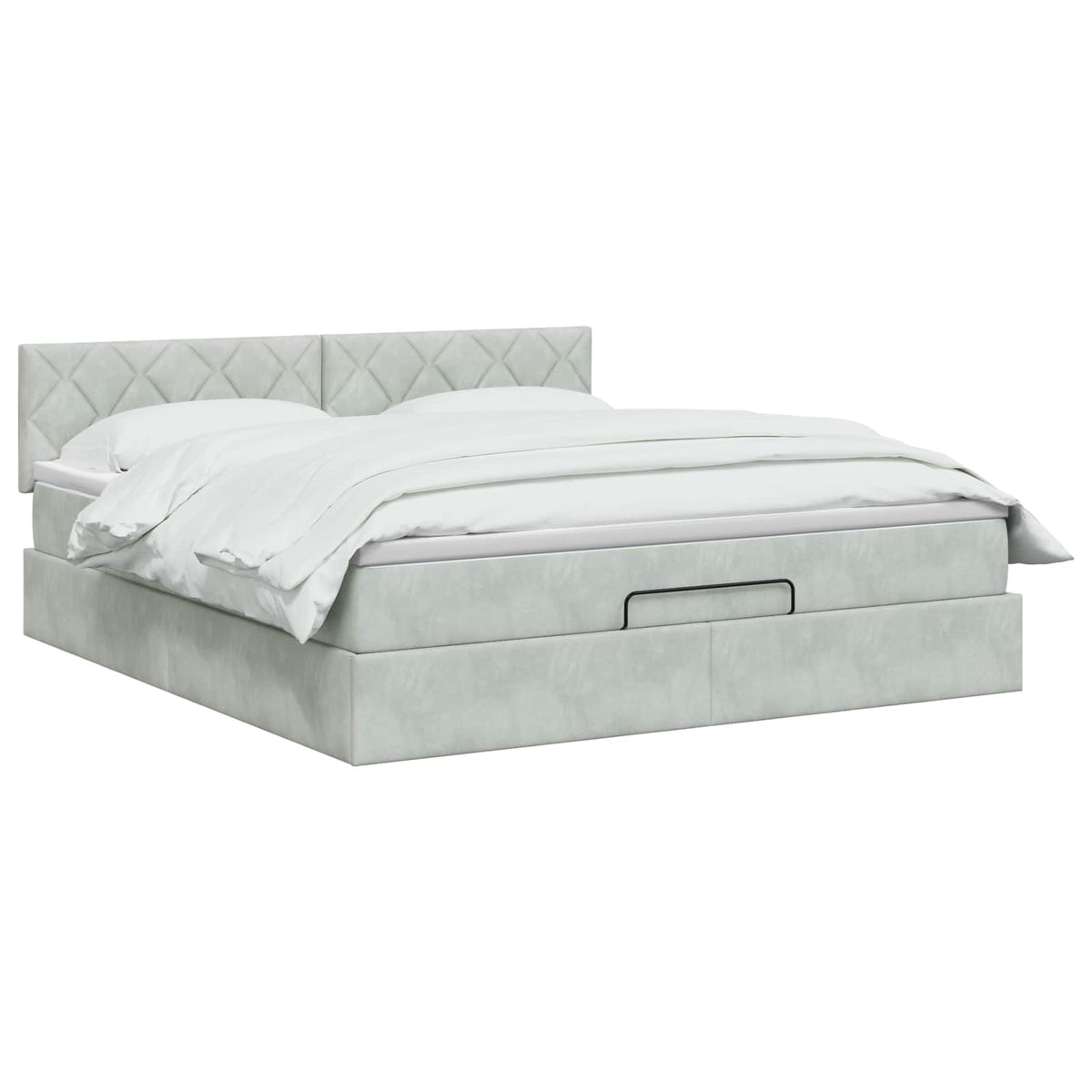 Letto ottomano con materasso Grigio Chiaro 180 x 200 cm Velluto | homemem39