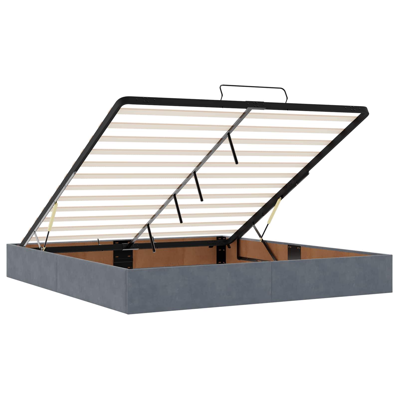 Letto ottomano con materasso Grigio Scuro 200 x 200 cm Velluto | homemem39