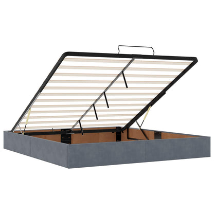 Letto ottomano con materasso Grigio Scuro 200 x 200 cm Velluto | homemem39