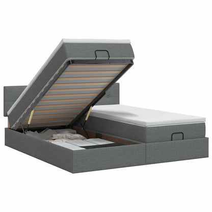 Letto ottomano con materasso 2 pz Grigio Scuro Tessuto | homemem39