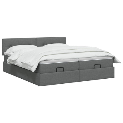 Letto ottomano con materasso 2 pz Grigio Scuro Tessuto | homemem39