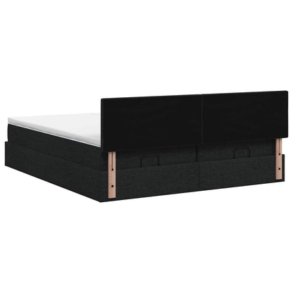 Letto ottomano con materasso con testiera 2 pz Nero Tessuto | homemem39