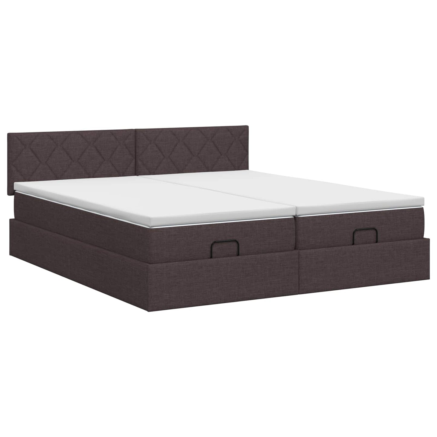 Letto ottomano con materasso 2 pz Marrone Scuro Tessuto | homemem39