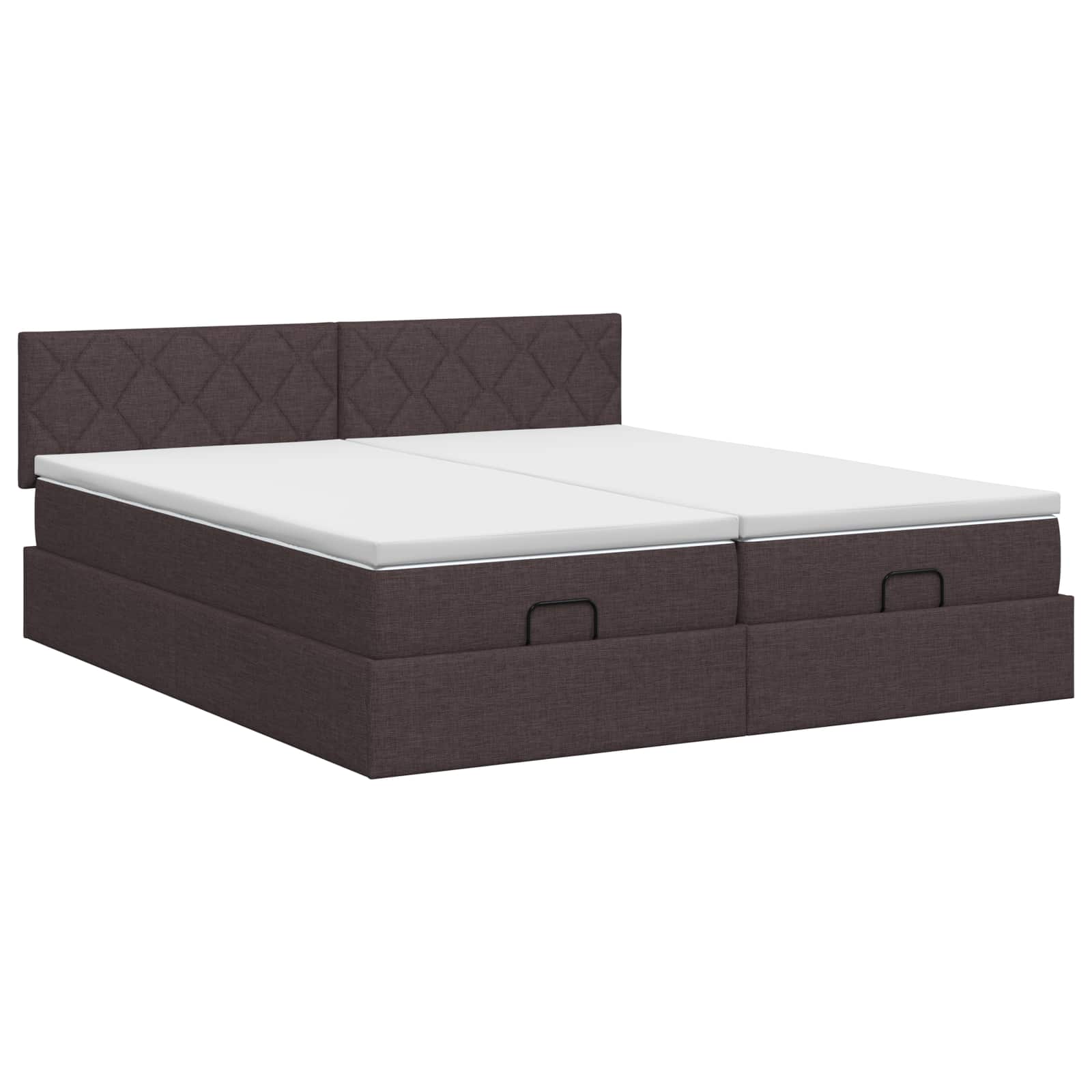 Letto ottomano con materasso 2 pz Marrone Scuro Tessuto | homemem39