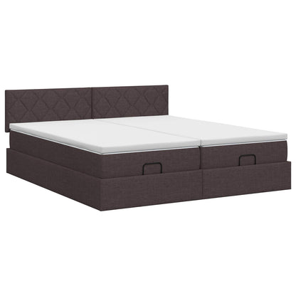 Letto ottomano con materasso 2 pz Marrone Scuro Tessuto | homemem39