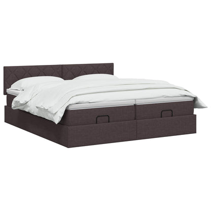 Letto ottomano con materasso 2 pz Marrone Scuro Tessuto | homemem39