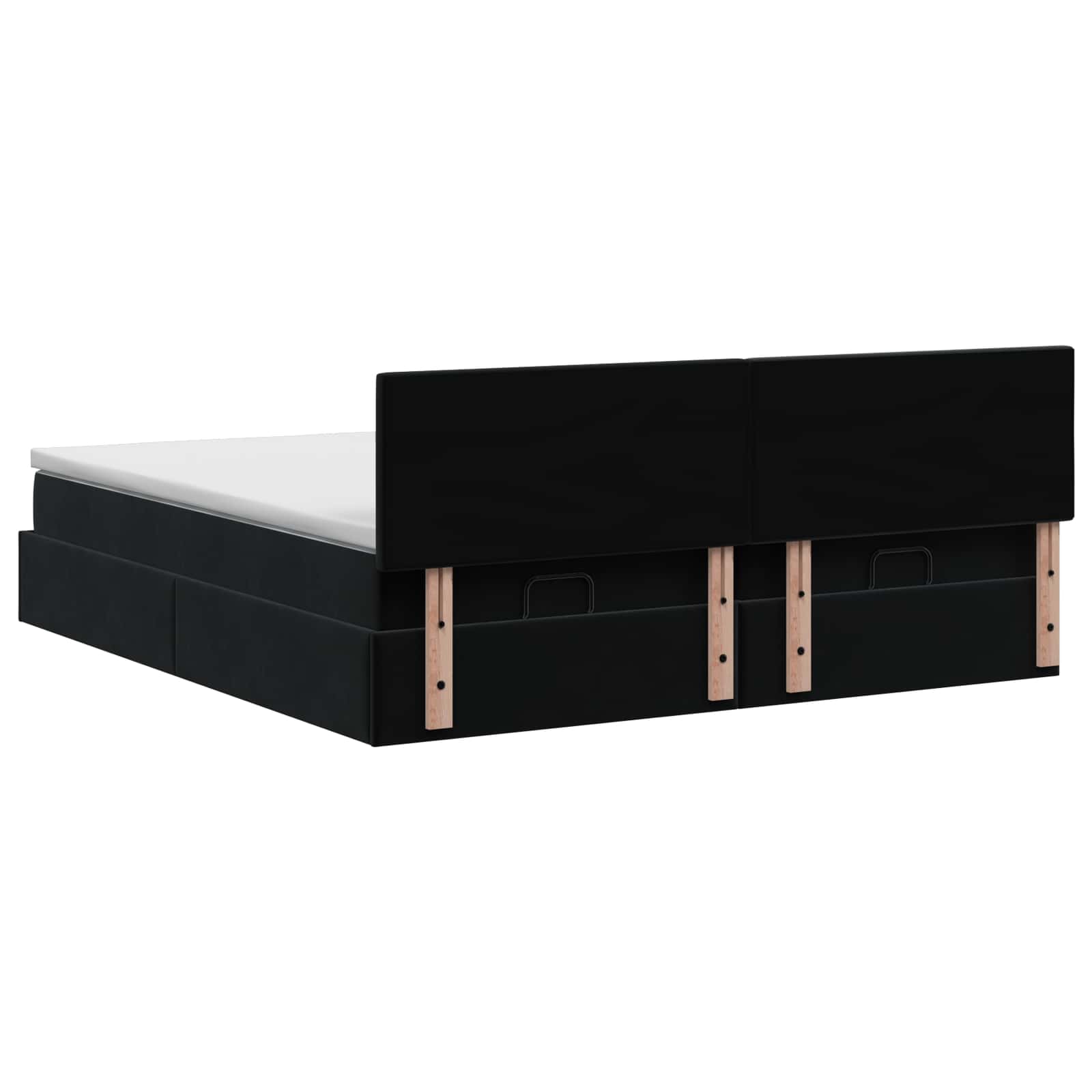 Letto ottomano con materasso con testiera 2 pcs Nero Velluto | homemem39