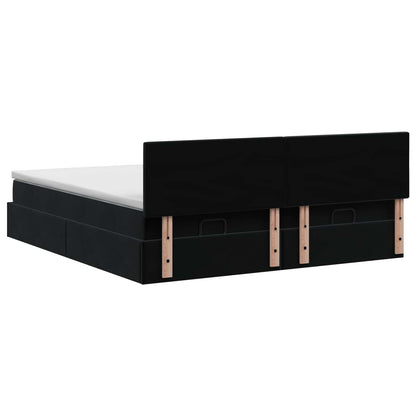 Letto ottomano con materasso con testiera 2 pcs Nero Velluto | homemem39