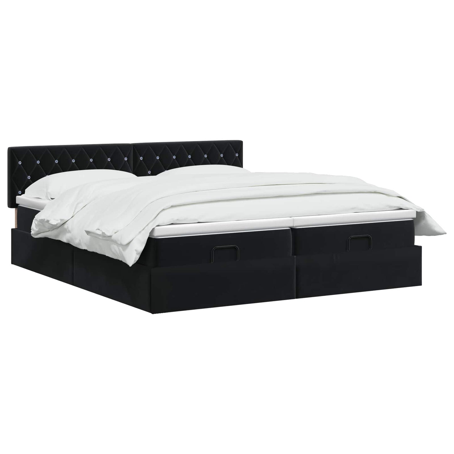 Letto ottomano con materasso con testiera 2 pcs Nero Velluto | homemem39