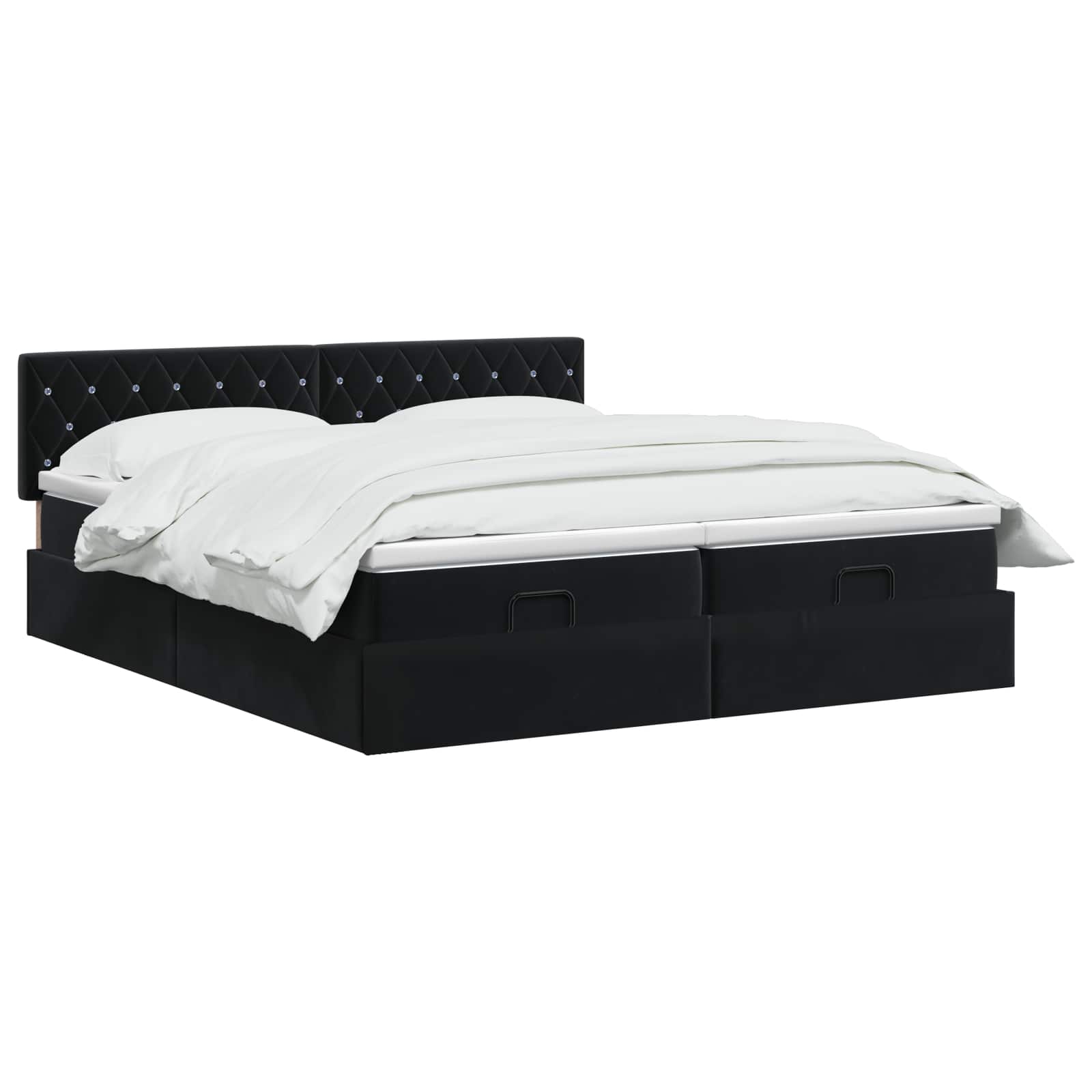 Letto ottomano con materasso con testiera 2 pcs Nero Velluto | homemem39