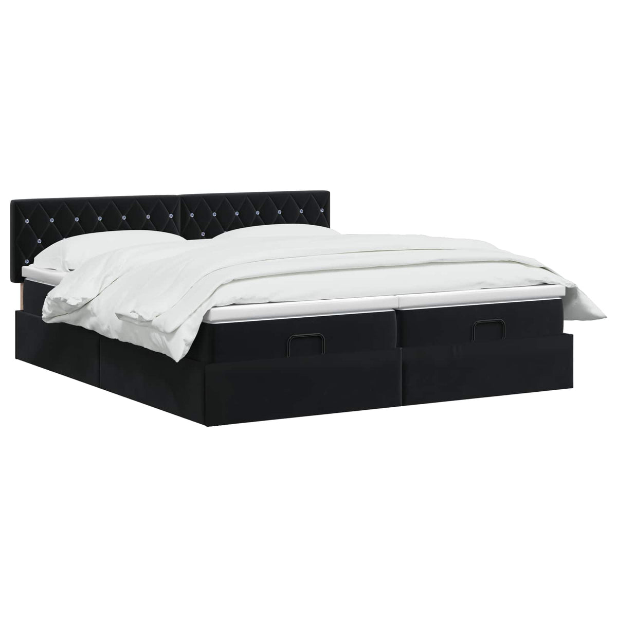 Letto ottomano con materasso con testiera 2 pcs Nero Velluto | homemem39