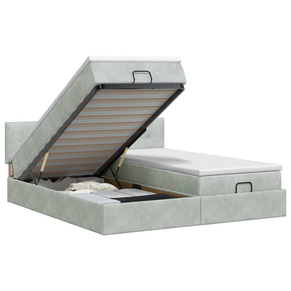 Letto ottomano con materasso 2 pz Grigio Chiaro Velluto