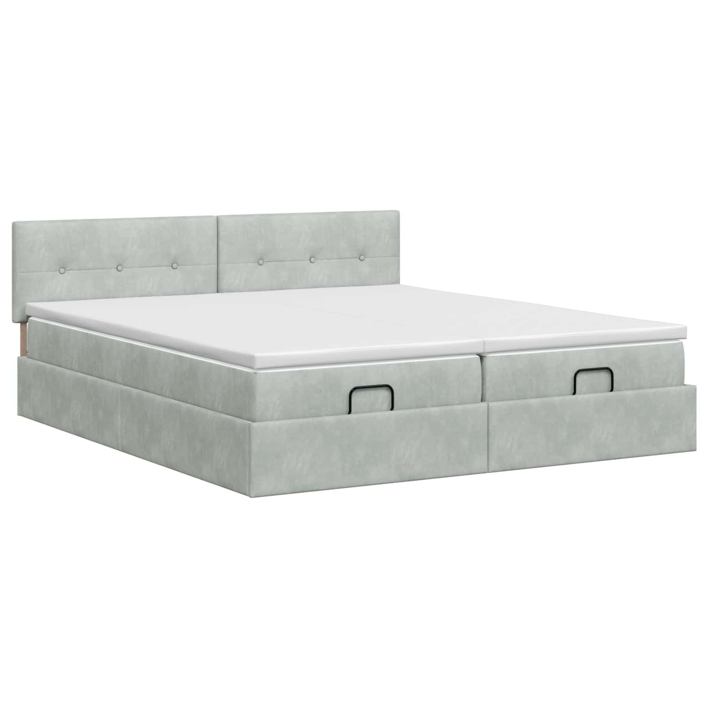 Letto ottomano con materasso 2 pz Grigio Chiaro Velluto