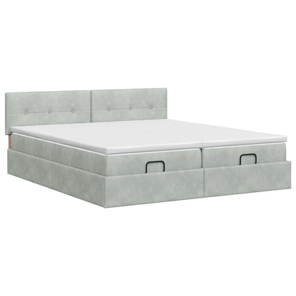 Letto ottomano con materasso 2 pz Grigio Chiaro Velluto