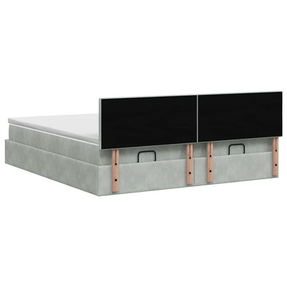 Letto ottomano con materasso 2 pz Grigio Chiaro Velluto