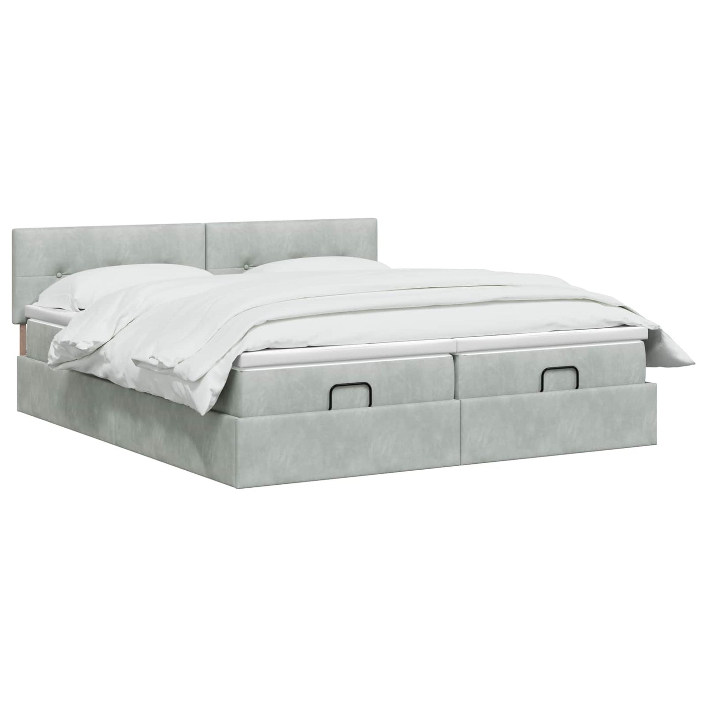 Letto ottomano con materasso 2 pz Grigio Chiaro Velluto