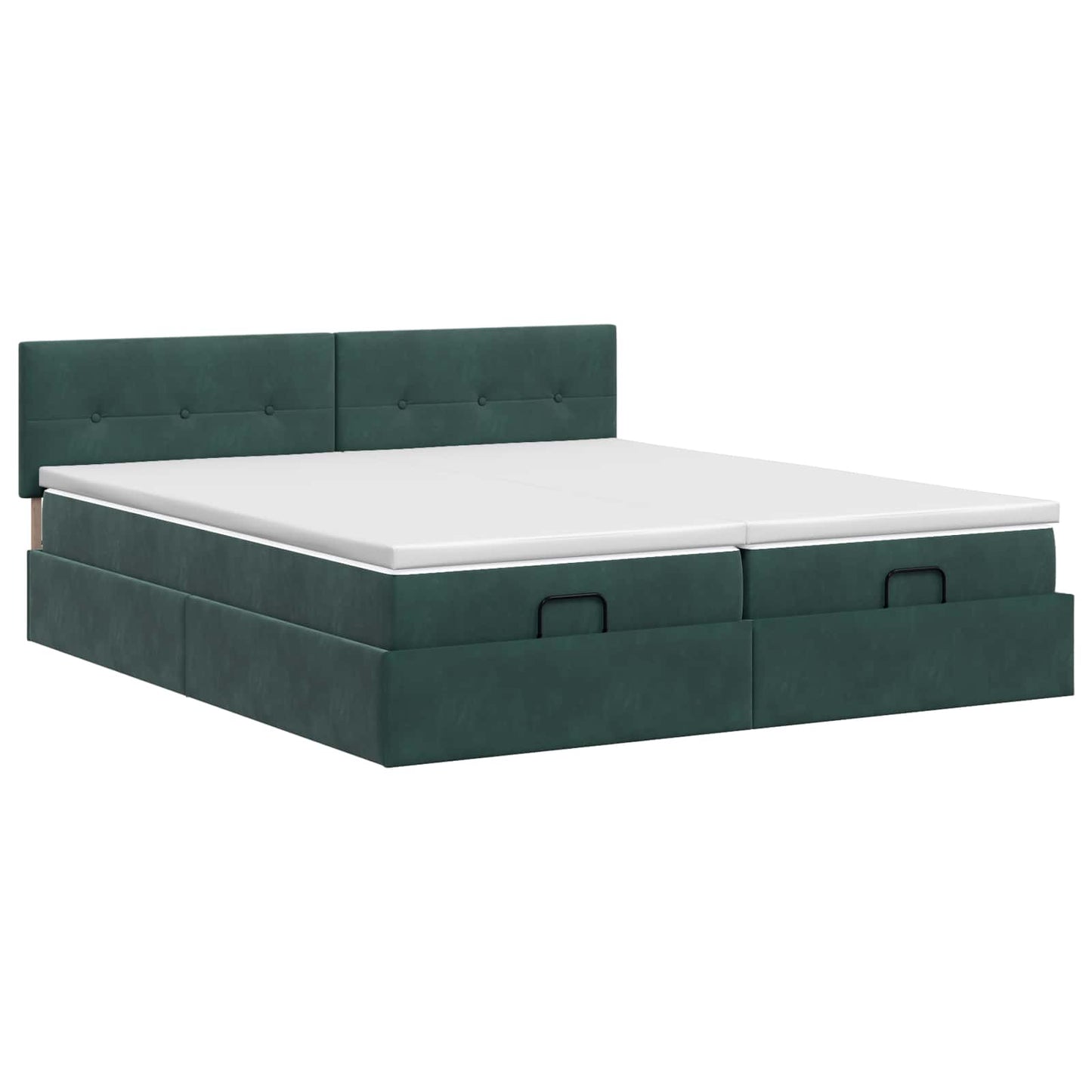 Letto ottomano con materasso 2 pz Verde Scuro Velluto