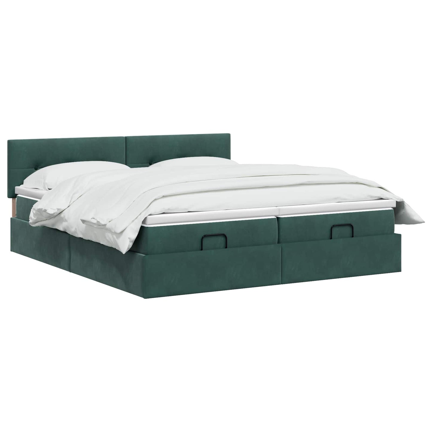 Letto ottomano con materasso 2 pz Verde Scuro Velluto
