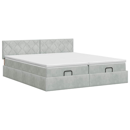 Letto ottomano con materasso 2 pz Grigio Chiaro Velluto | homemem39