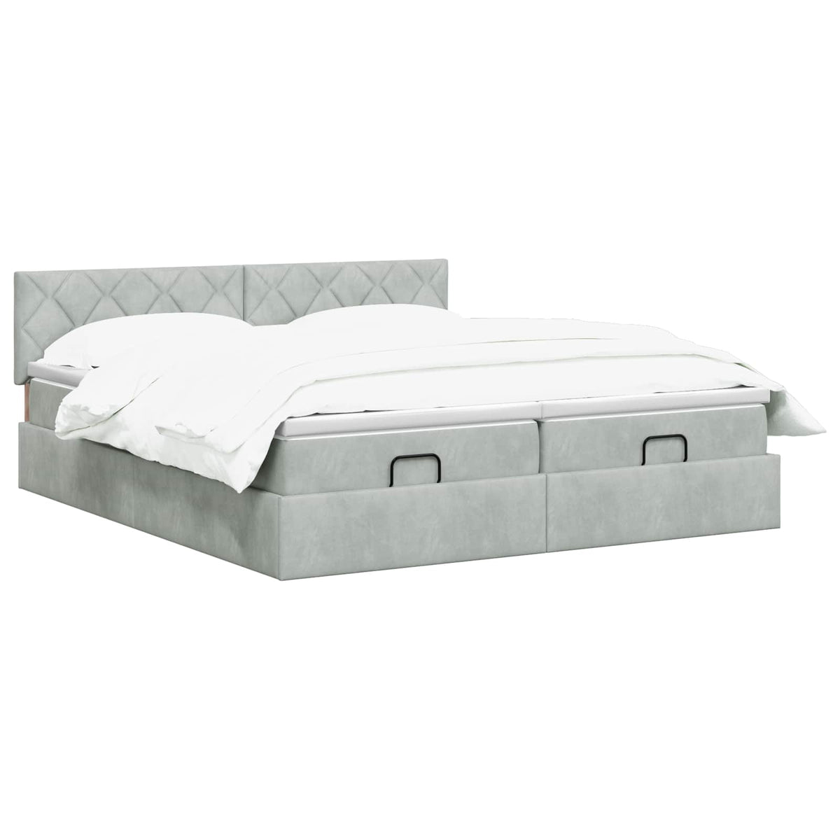 Letto ottomano con materasso 2 pz Grigio Chiaro Velluto | homemem39