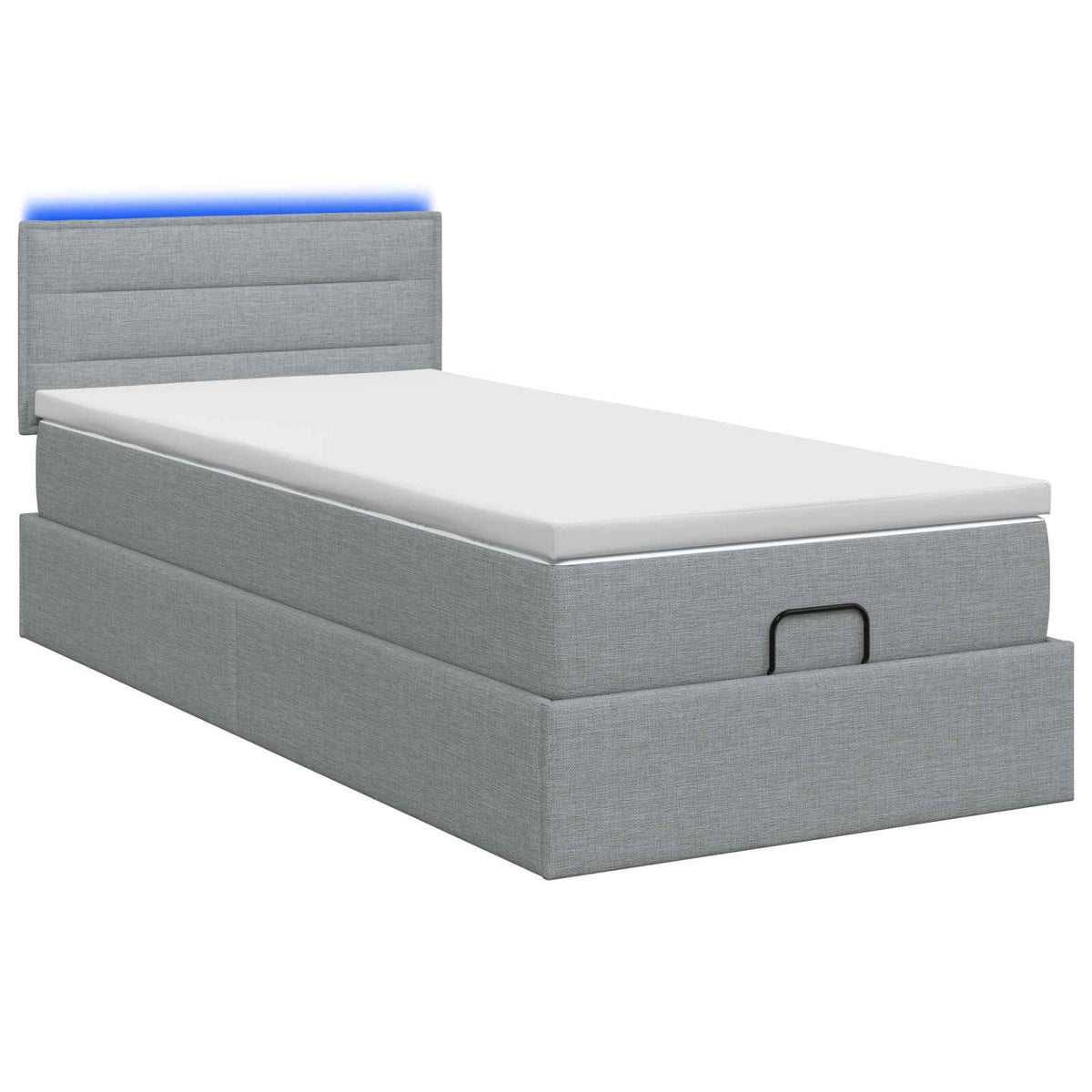 Letto Ottomano con Materasso e LED Grigio Chiaro 90 x 200 cm | homemem39