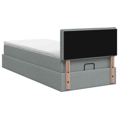 Letto Ottomano con Materasso e LED Grigio Chiaro 90 x 200 cm | homemem39