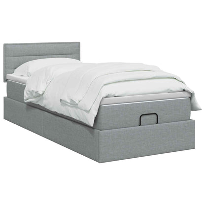 Letto Ottomano con Materasso e LED Grigio Chiaro 90 x 200 cm | homemem39