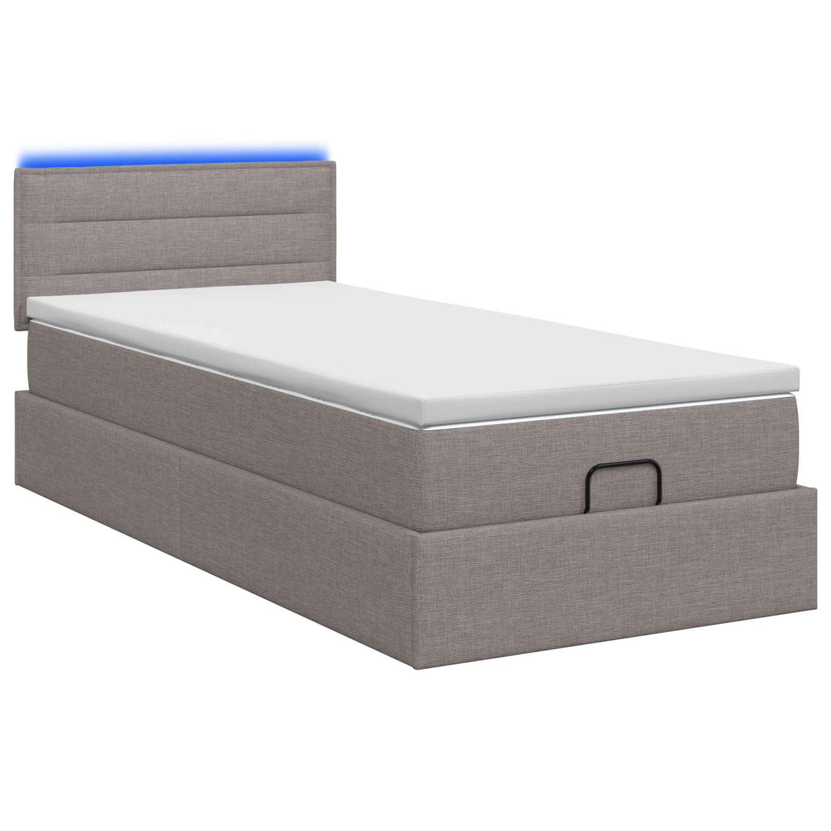 Letto Ottomano con Materasso e LED Tortora 90 x 200 cm Tessuto | homemem39