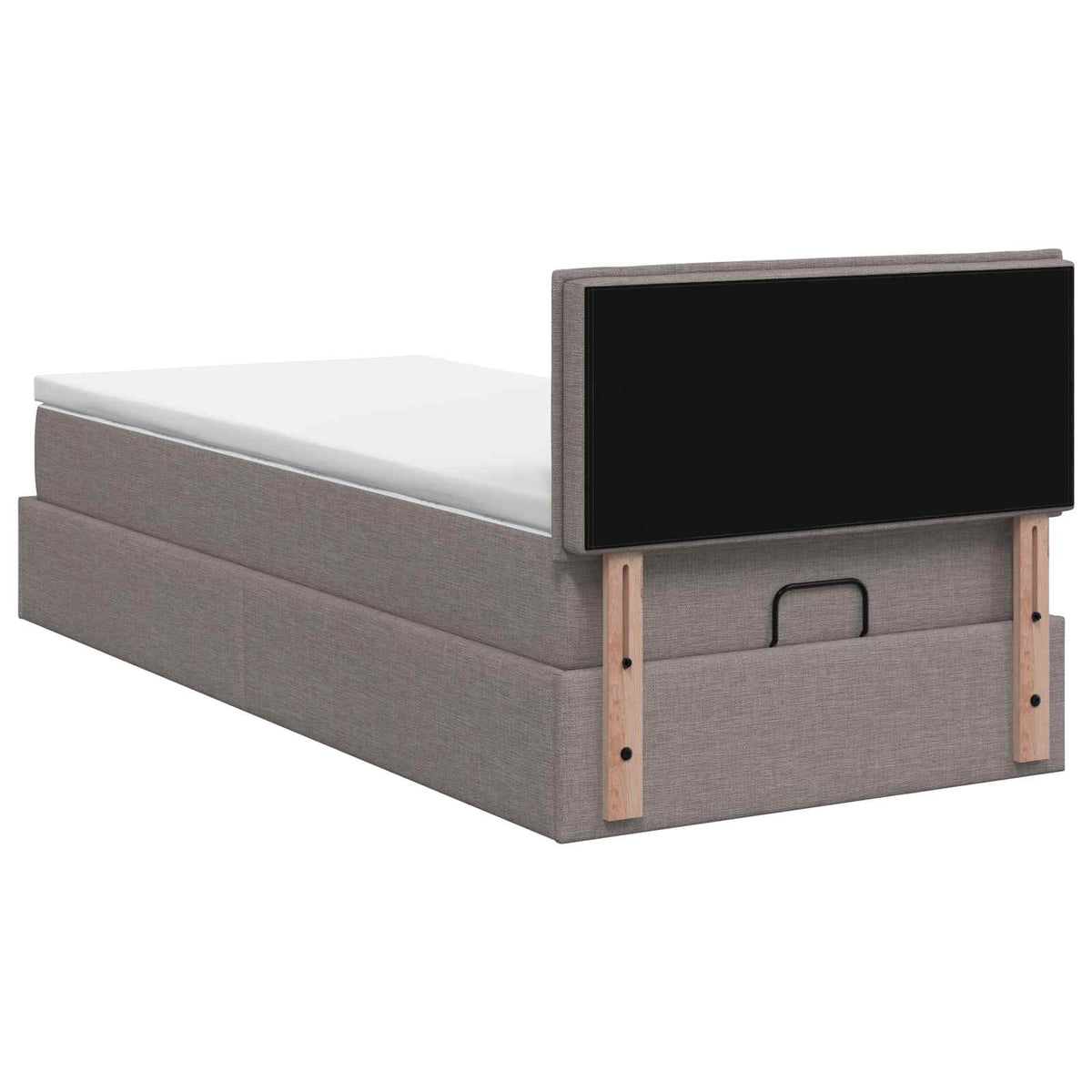 Letto Ottomano con Materasso e LED Tortora 90 x 200 cm Tessuto | homemem39