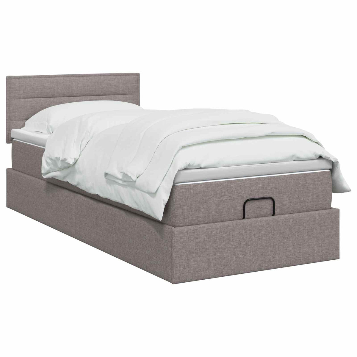 Letto Ottomano con Materasso e LED Tortora 90 x 200 cm Tessuto | homemem39