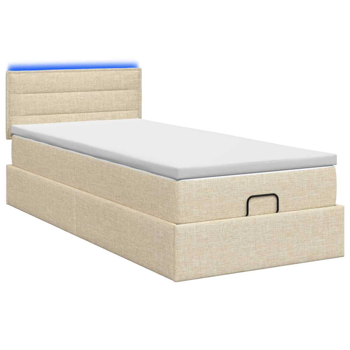 Letto Ottomano con Materasso e LED Crema 90 x 200 cm Tessuto | homemem39