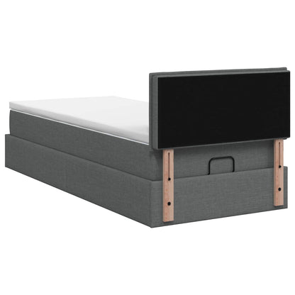 Letto Ottomano con Materasso e LED Grigio Scuro 100 x 200 cm | homemem39
