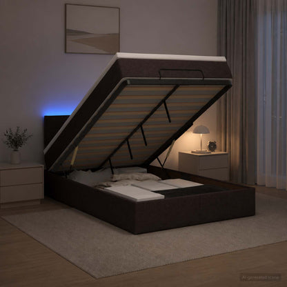 Letto Ottomano con Materasso e LED Marrone Scuro 120 x 200 cm