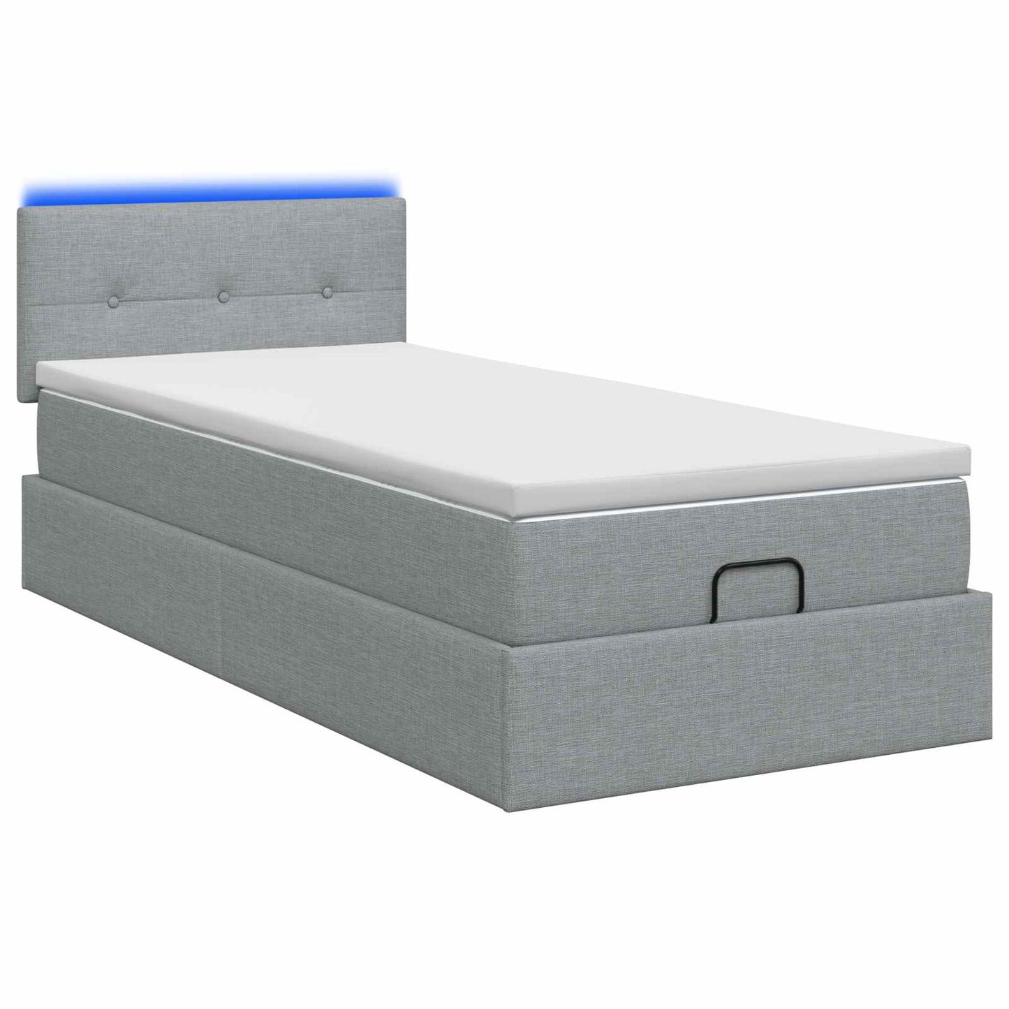 Letto Ottomano con Materasso e LED Grigio Chiaro 90 x 190 cm