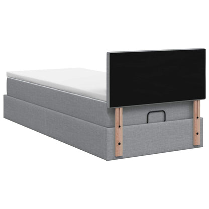 Letto Ottomano con Materasso e LED Grigio Chiaro 90 x 190 cm