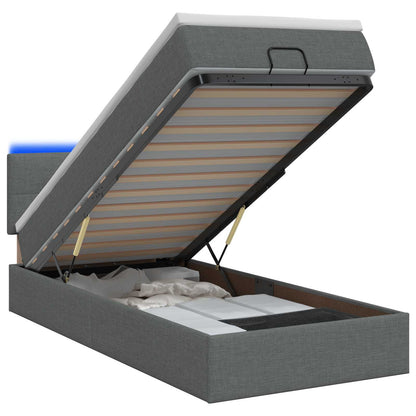 Letto Ottomano con Materasso e LED Grigio Scuro 90 x 190 cm
