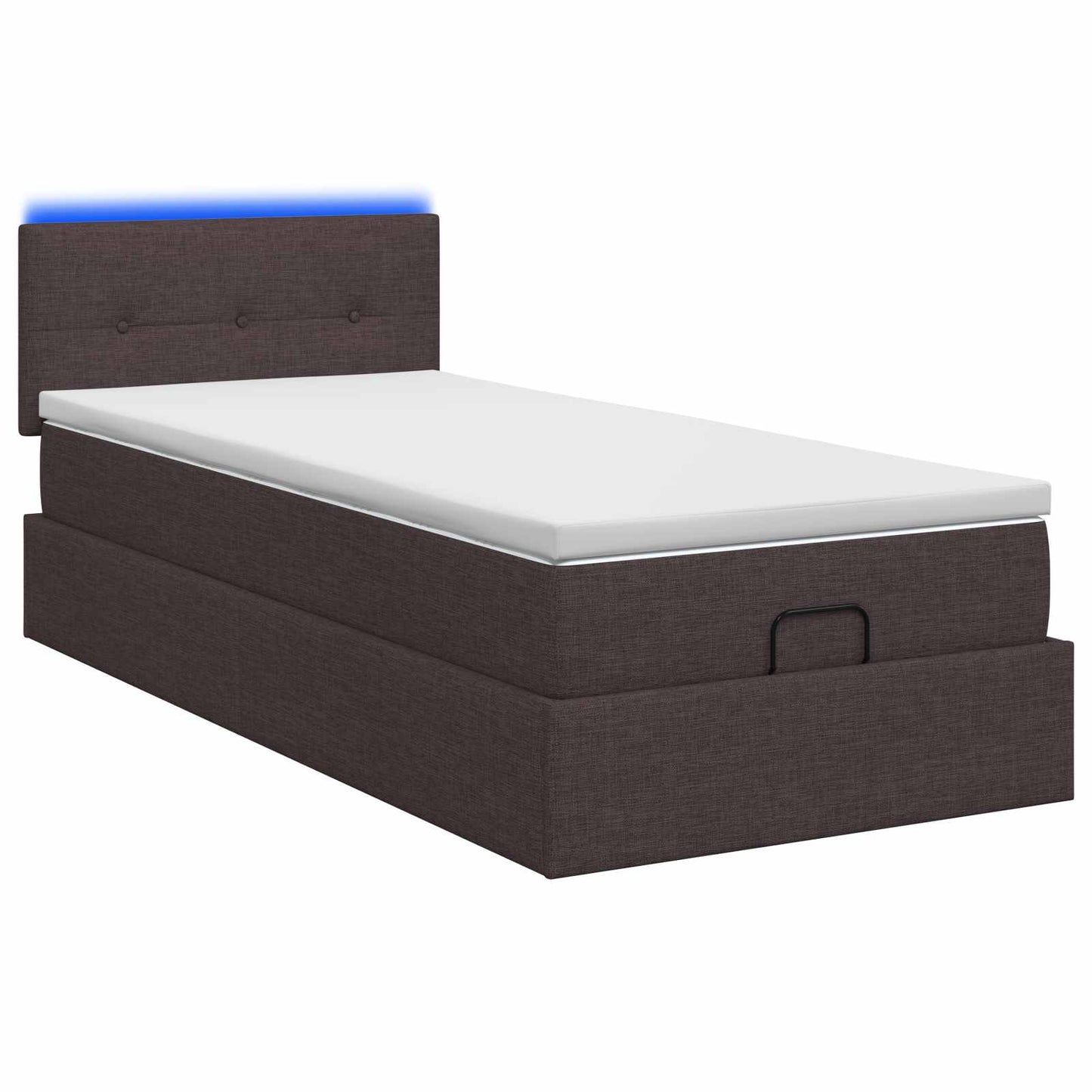Letto Ottomano con Materasso e LED Marrone Scuro 90 x 200 cm