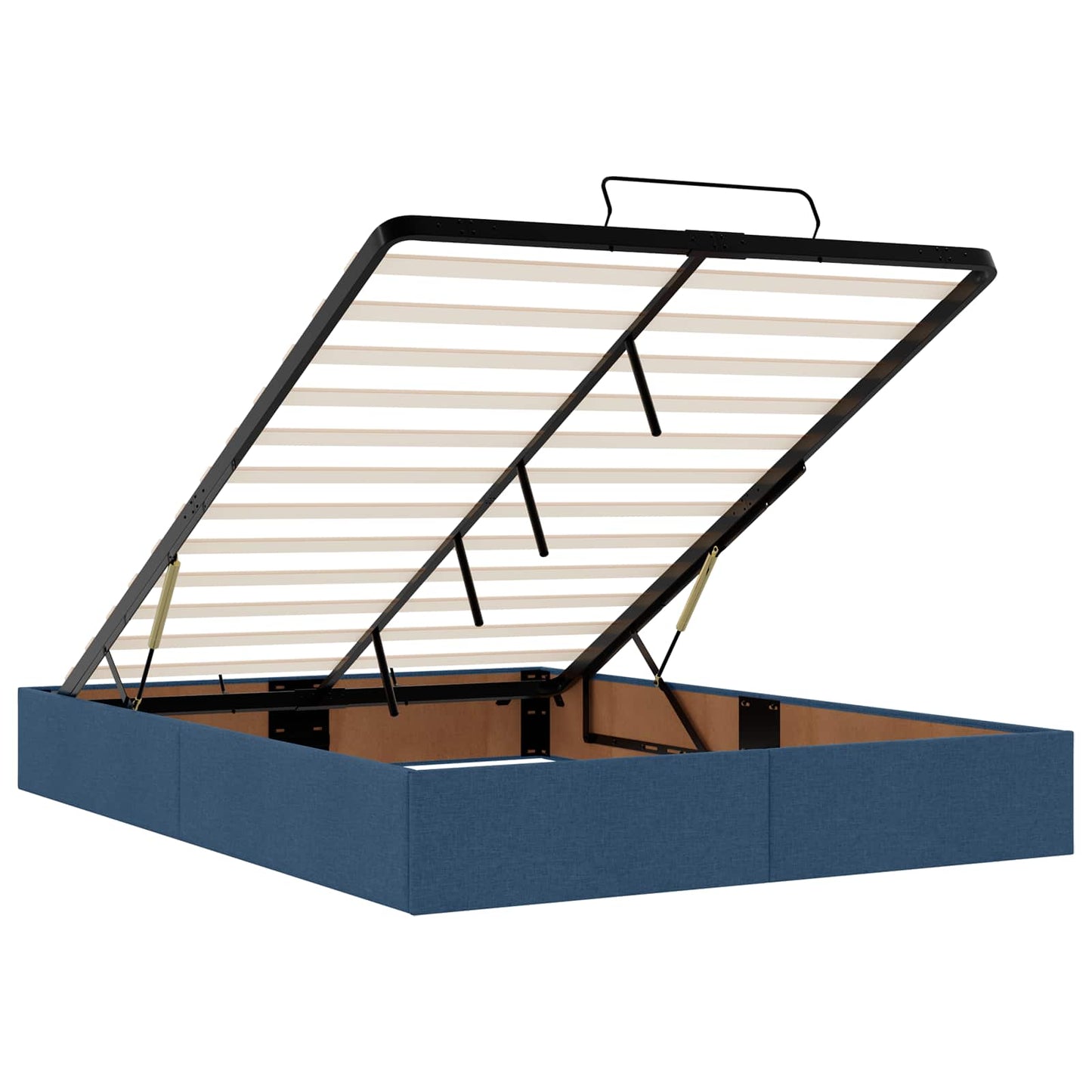 Letto Ottomano con Materasso e LED Blu 160 x 200 cm Tessuto