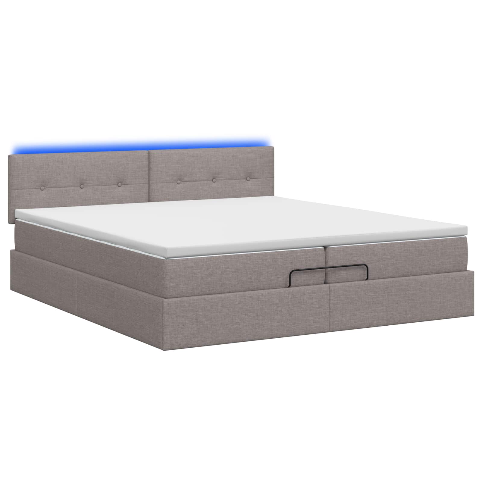 Letto Ottomano con Materasso e LED Tortora 200 x 200 cm Tessuto | homemem39