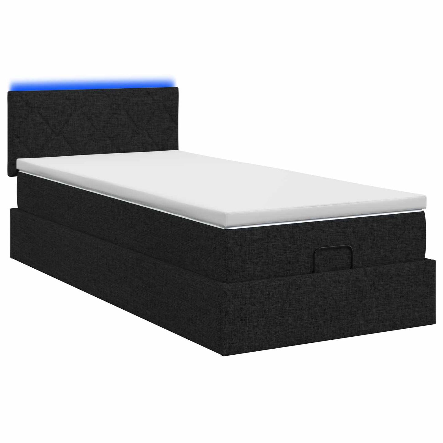 Letto Ottomano con Materasso e LED Nero 80 x 200 cm Tessuto