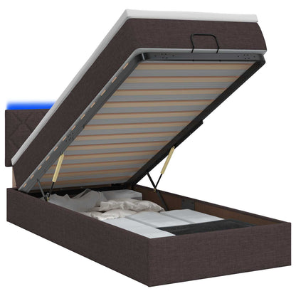 Letto Ottomano con Materasso e LED Marrone Scuro 80 x 200 cm | homemem39