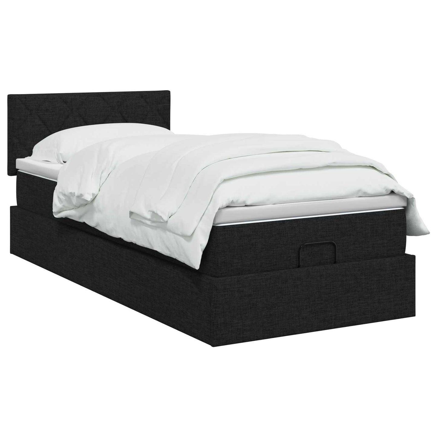 Letto Ottomano con Materasso e LED Nero 90 x 190 cm Tessuto