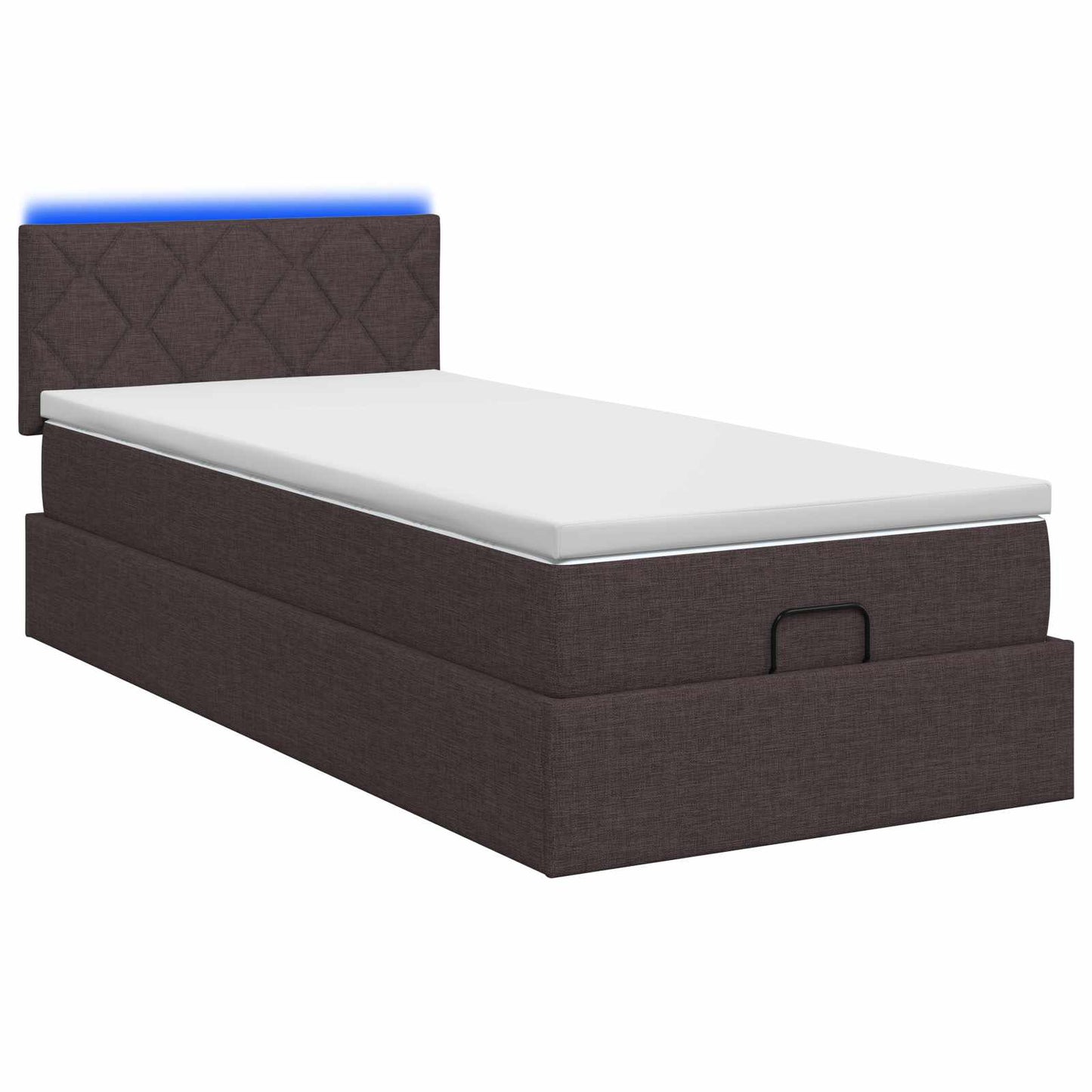 Letto Ottomano con Materasso e LED Marrone Scuro 90 x 190 cm